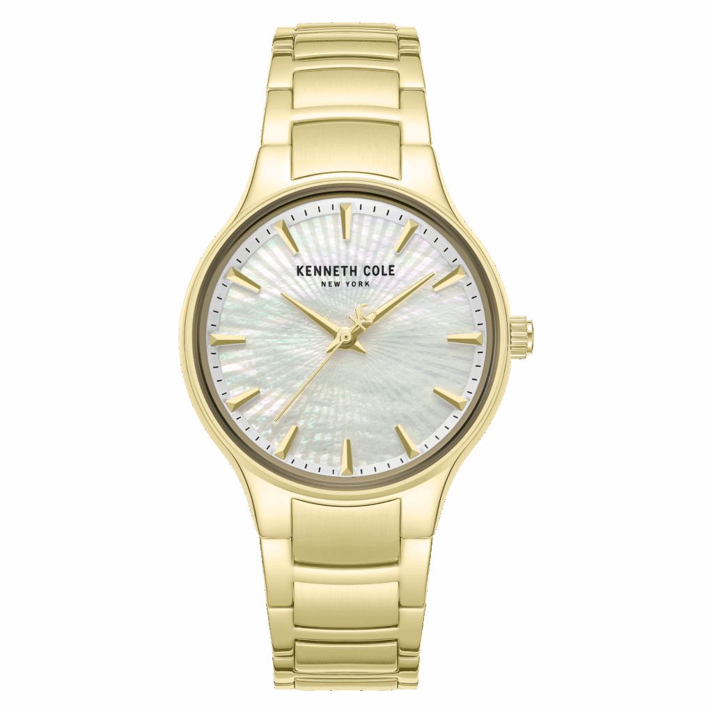 Kenneth Cole γυναικείο ρολόι χρυσό stainless steel με φίλντισι