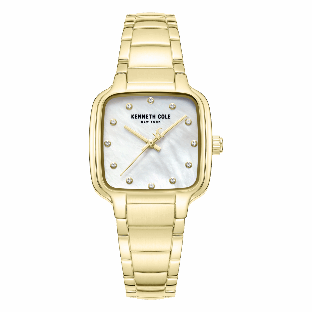 Kenneth Cole γυναικείο ρολόι χρυσό stainless steel με φίλντισι