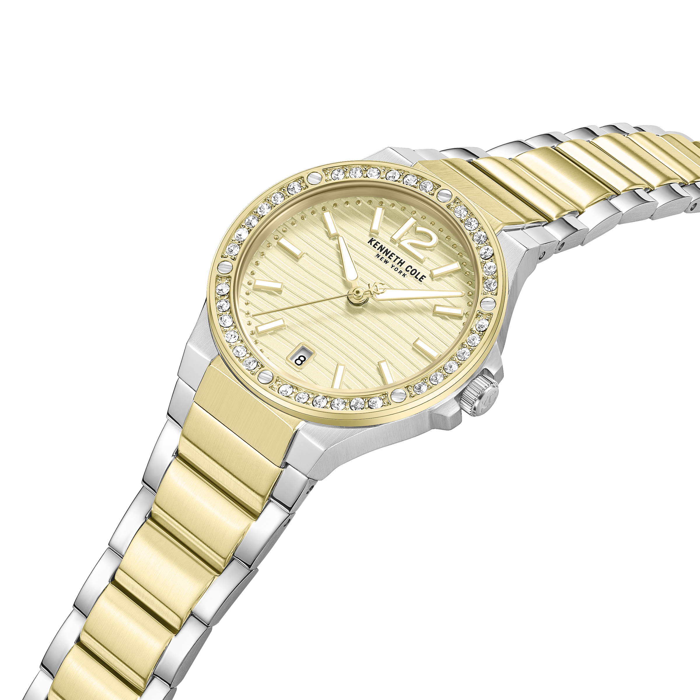 KENNETH COLE NEW YORK WOMAN WATCH GOLD STAINLESS STEEL BRACELET - Image 2