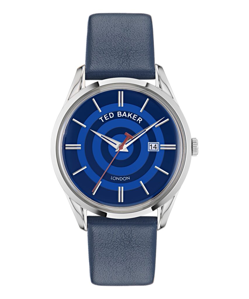Ted Baker ανδρικό ρολόι με μπλε δερμάτινο λουράκι και μπλε καντράν