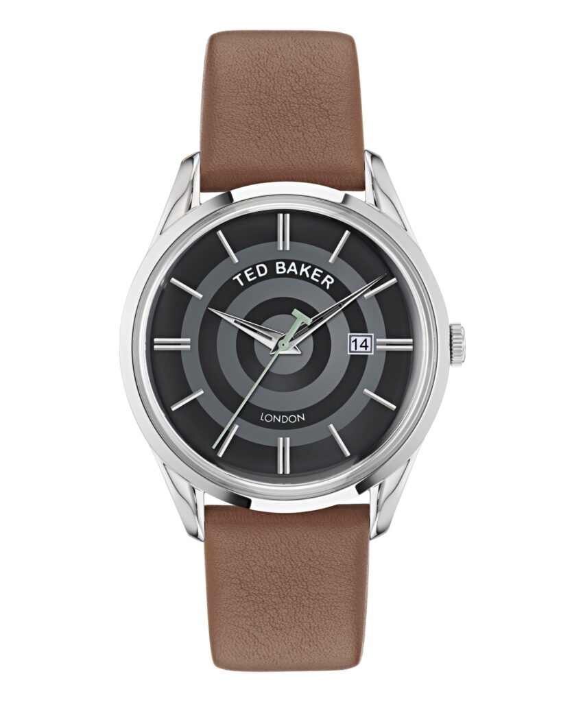 Ted Baker ανδρικό ρολόι με καφέ δερμάτινο λουράκι και μαύρο καντράν