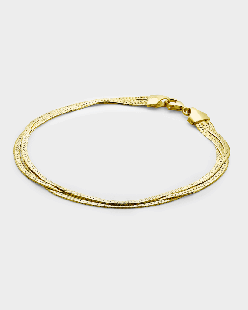 Ασημένιο βραχιόλι 925 Sterling Silver με χρυσή επιχρύσωση, τριπλή αλυσίδα