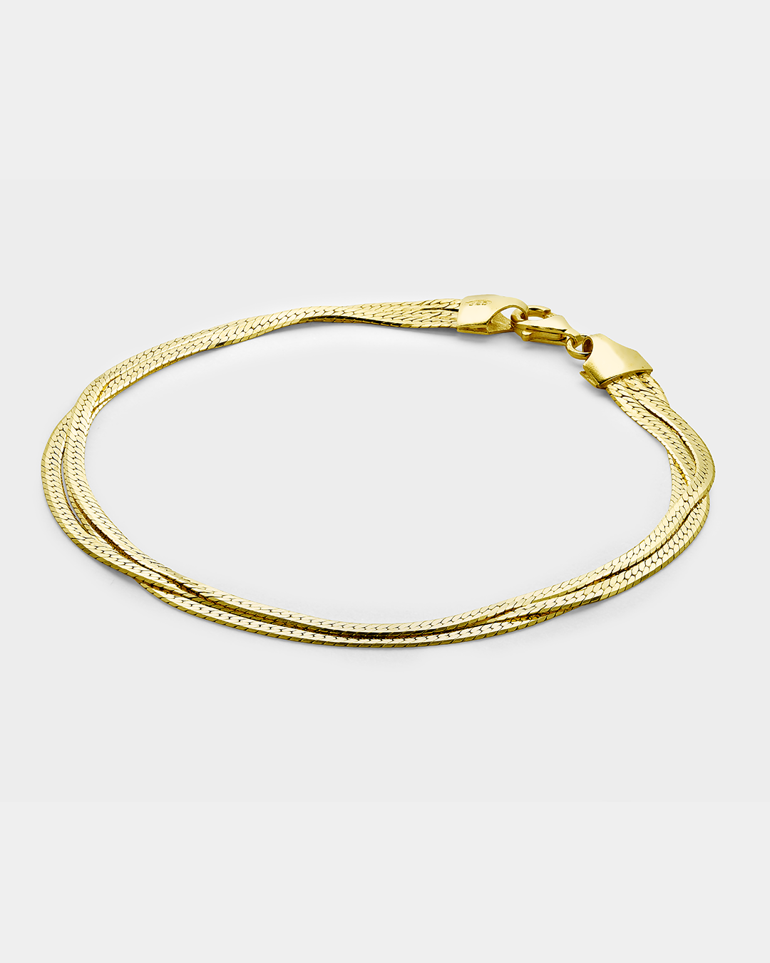 Ασημένιο βραχιόλι 925 Sterling Silver με χρυσή επιχρύσωση, τριπλή αλυσίδα