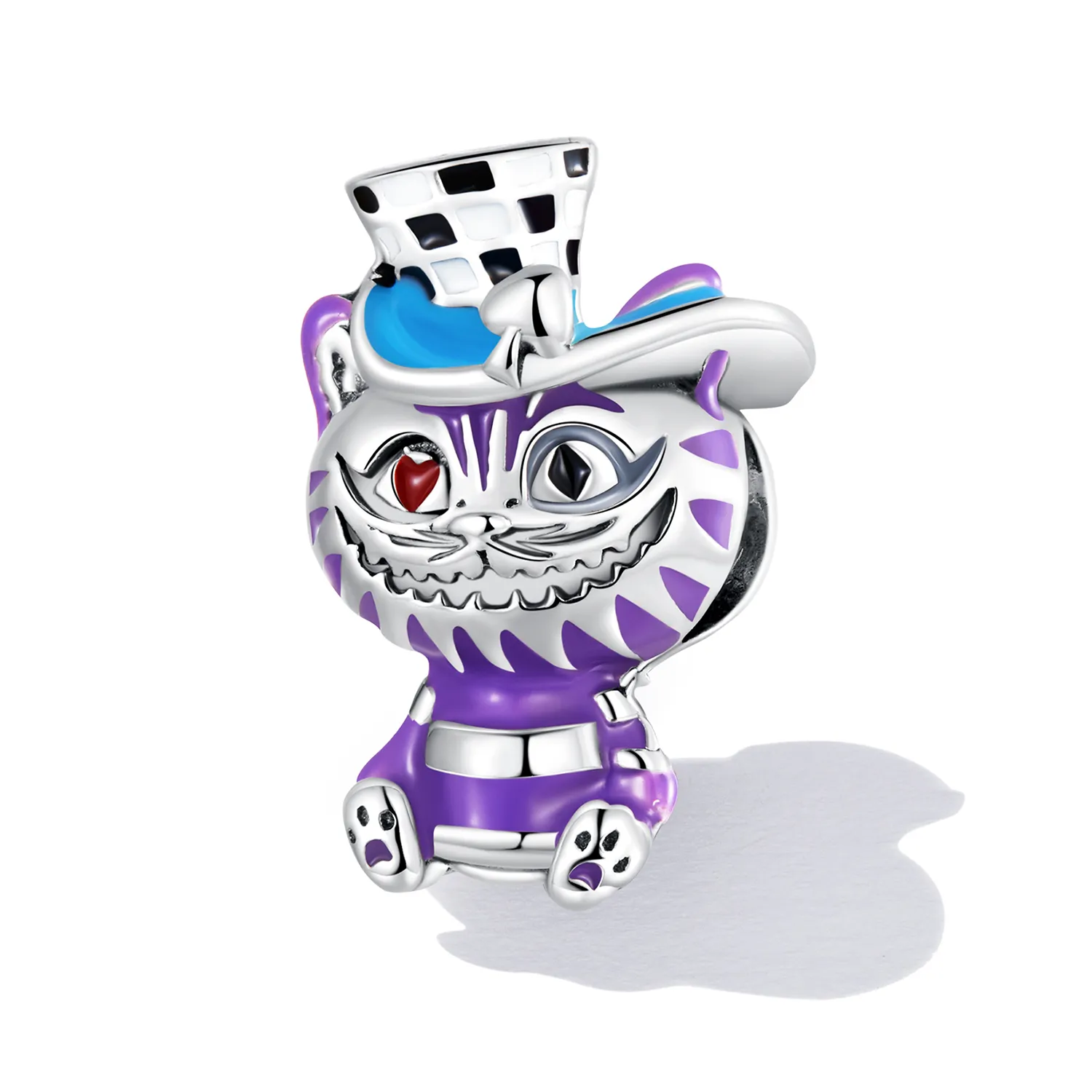 Ασημένιο charm 925 Magic Cat με λεπτομέρειες σμάλτου από τη συλλογή Alice in Wonderland