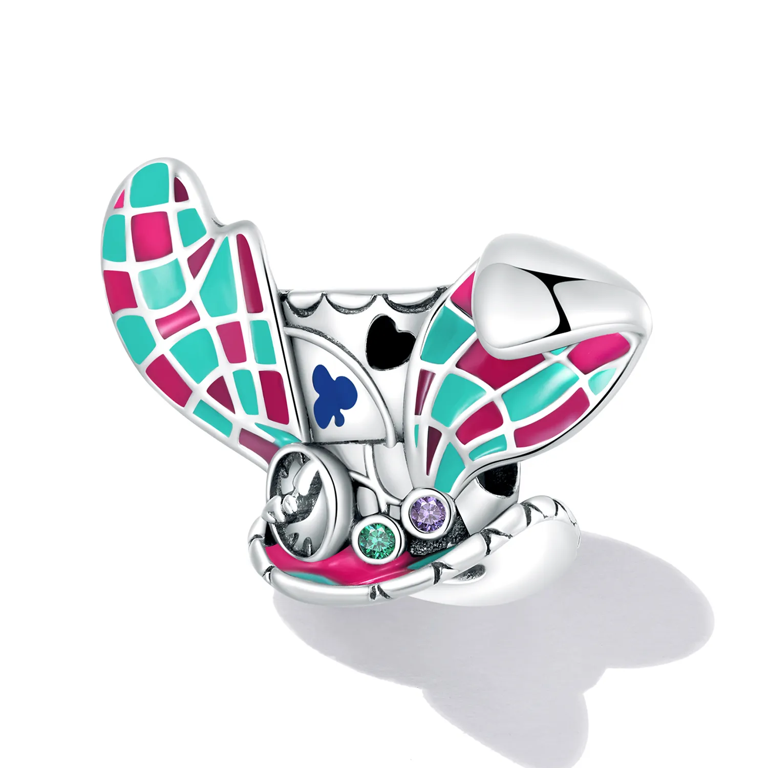 Ασημένιο charm 925 με λαγουδάκι αυτάκια και enamel επικάλυψη από Alice in Wonderland
