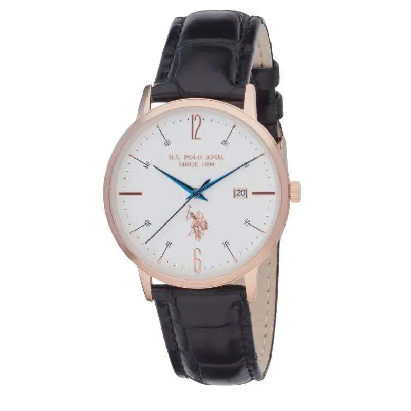 U.S. POLO ASSN WATCH MEN BLACK LEATHER STRAP