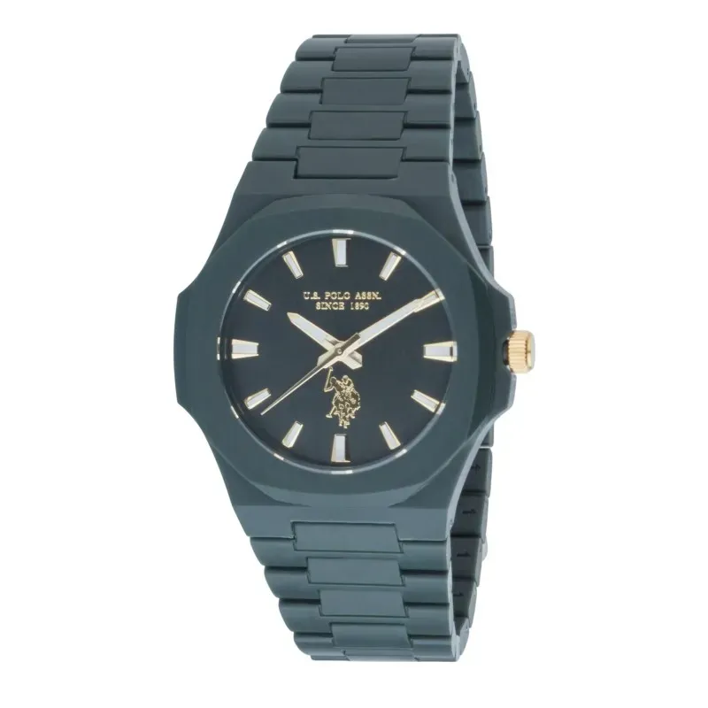 U.S. POLO ASSN WATCH MEN GABRIEL GREEN STAINLESS STEEL BRACELET