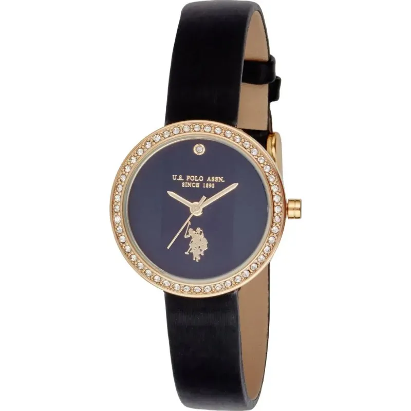 U.S. POLO ASSN WATCH WOMAN WATCH STELLA BLACK LEATHER STRAP