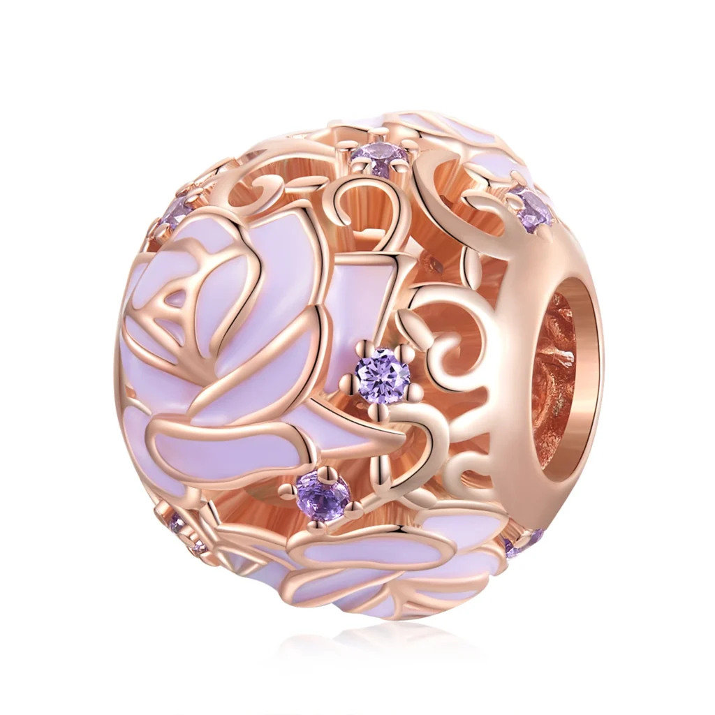 ΑΣΗΜΕΝΙΟ CHARM (925) Rose gold with purple flower