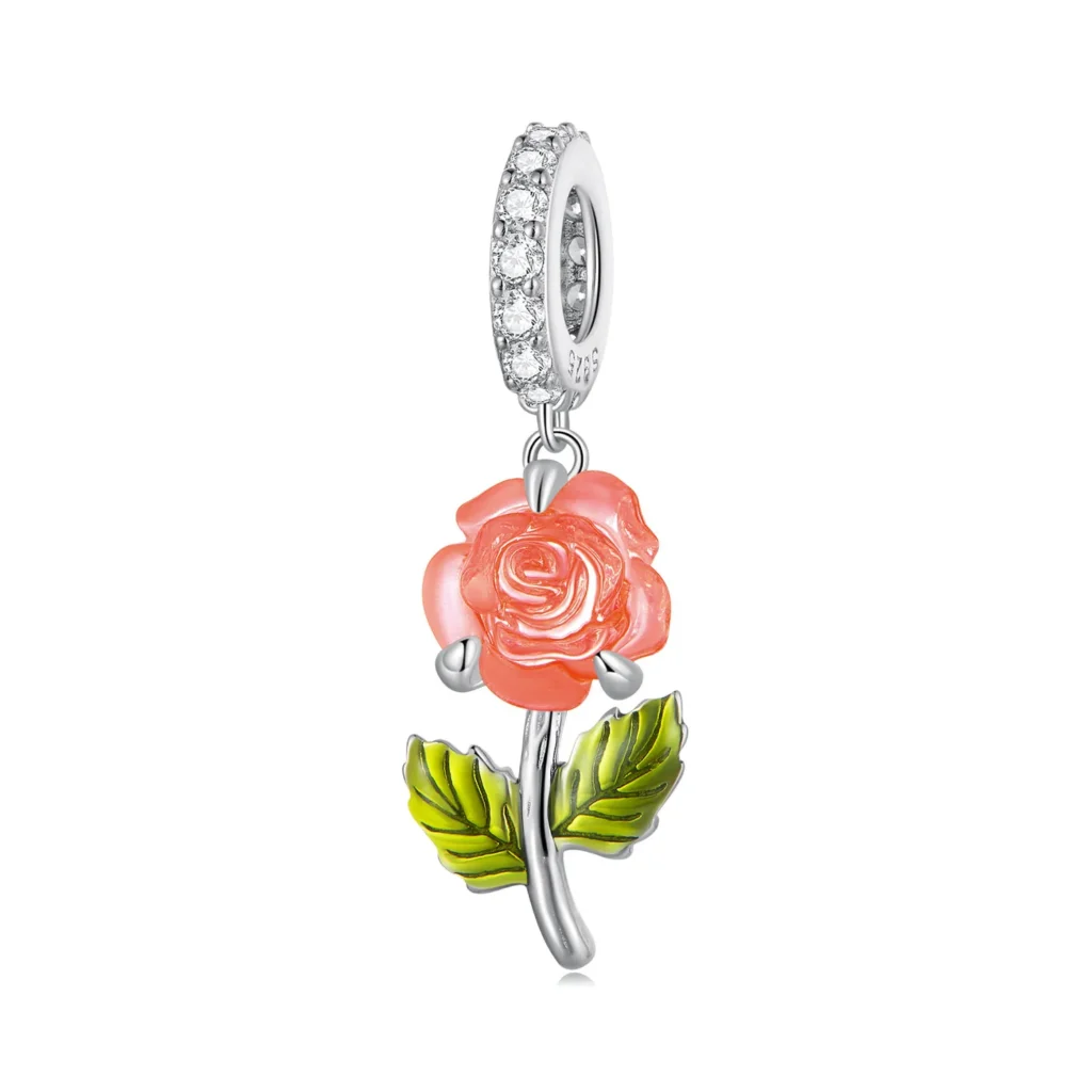 ΑΣΗΜΕΝΙΟ CHARM (925) Rose with orange flower