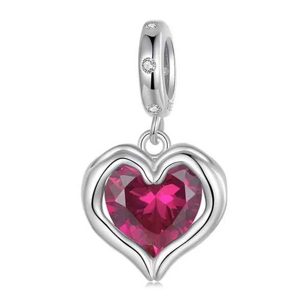 ΑΣΗΜΕΝΙΟ CHARM (925) Heart with red stone