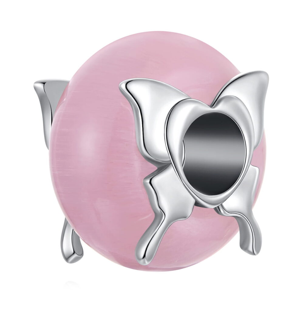 ΑΣΗΜΕΝΙΟ CHARM (925) Pink drop with butterflies