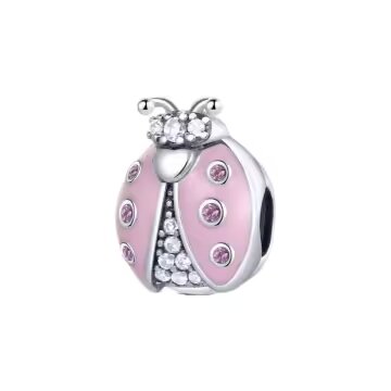 Ασημένιο Charm 925 Pink Ladybug – Δώρο Αγάπης