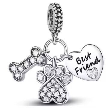 Ασημένιο Charm 925 Best Friend Paws and Bones