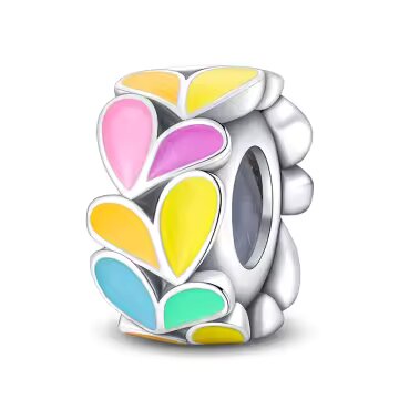 Ασημένιο Charm 925 Flower Drop - Πολύχρωμο Λουλούδι