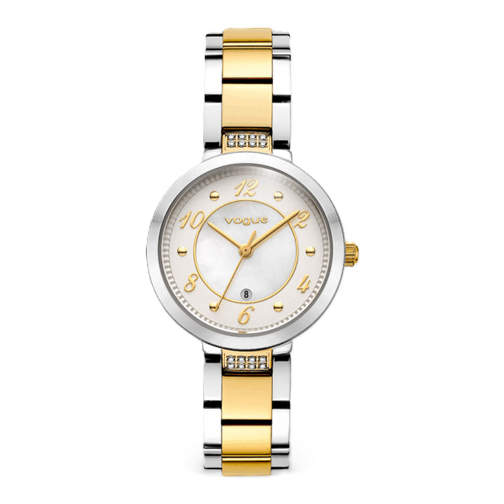 Γυναικείο ρολόι Vogue Watch Zoe με δίχρωμο μπρασελέ, καντράν από φίλντισι και κρύσταλλα.
