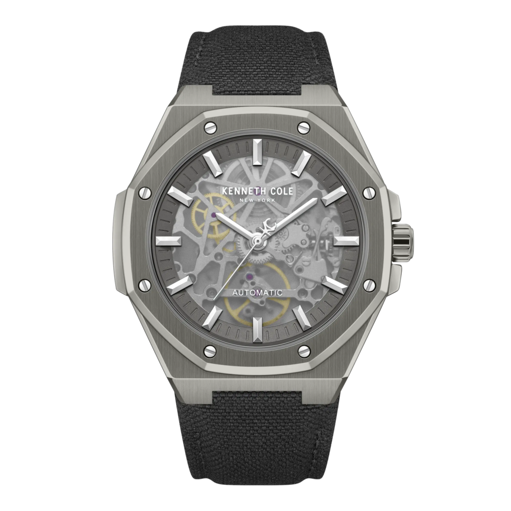 KENNETH COLE NEW YORK MEN AUTOMATIC WATCH BLACK NYLON STRAP