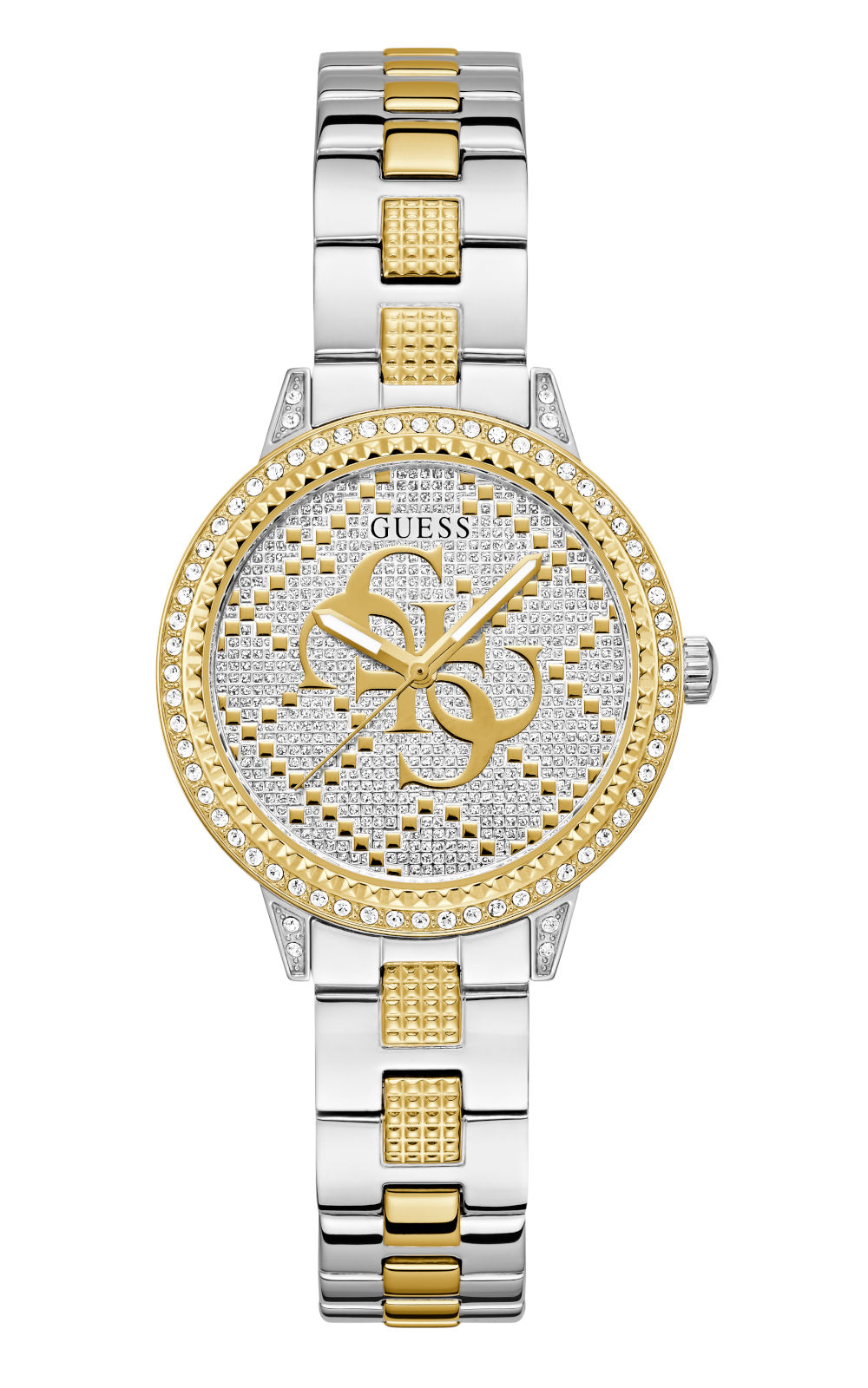 Γυναικείο ρολόι GUESS G Lace GW0944L3 δίχρωμο ασημί χρυσό με κρύσταλλα