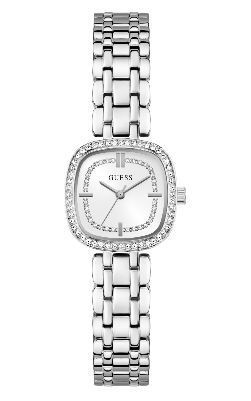 Γυναικείο ρολόι GUESS Hazel GW1018L1 από ασημί ανακυκλωμένο ατσάλι με κρύσταλλα στη στεφάνη