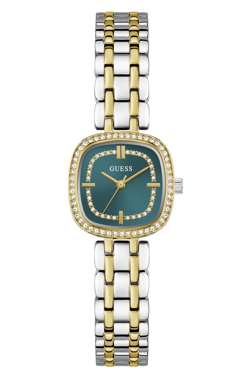 Γυναικείο ρολόι GUESS Hazel GW1018L6 με πράσινο καντράν και δίχρωμο μπρασελέ