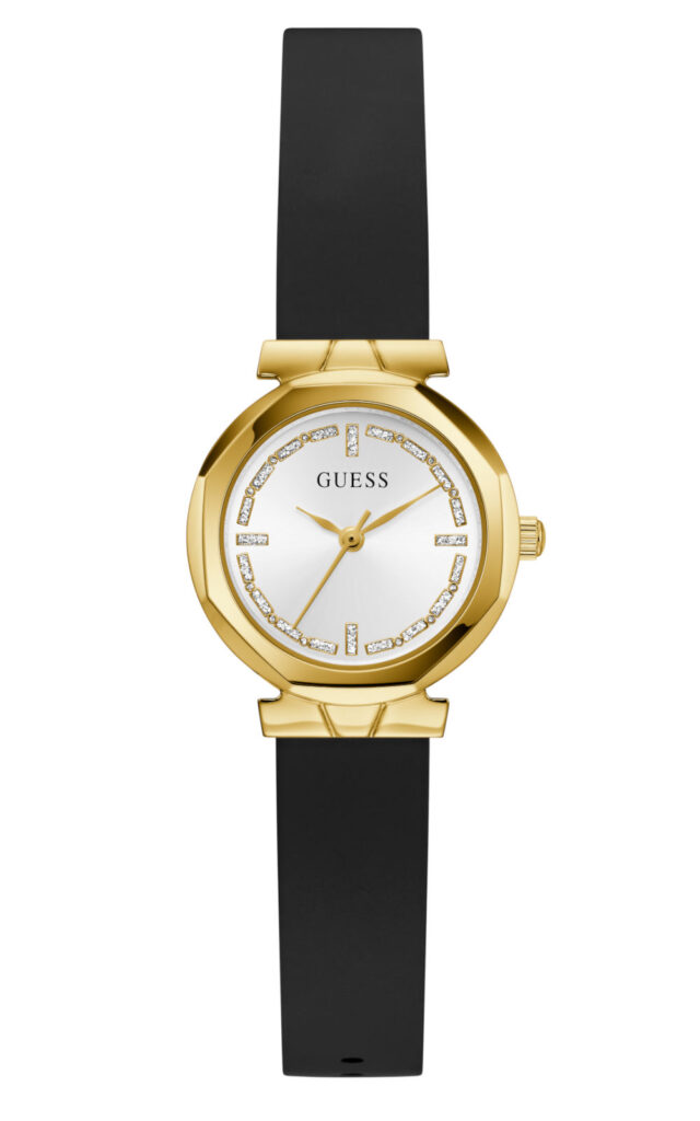 Γυναικείο ρολόι GUESS Mini Rumor GW0928L2 με μαύρο λουράκι και λευκό καντράν