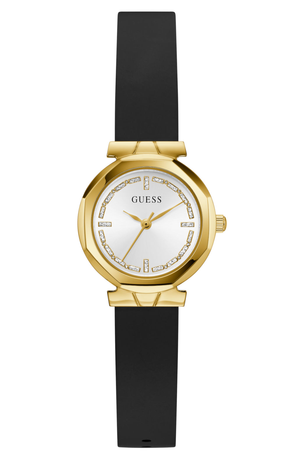 Γυναικείο ρολόι GUESS Mini Rumor GW0928L2 με μαύρο λουράκι και λευκό καντράν