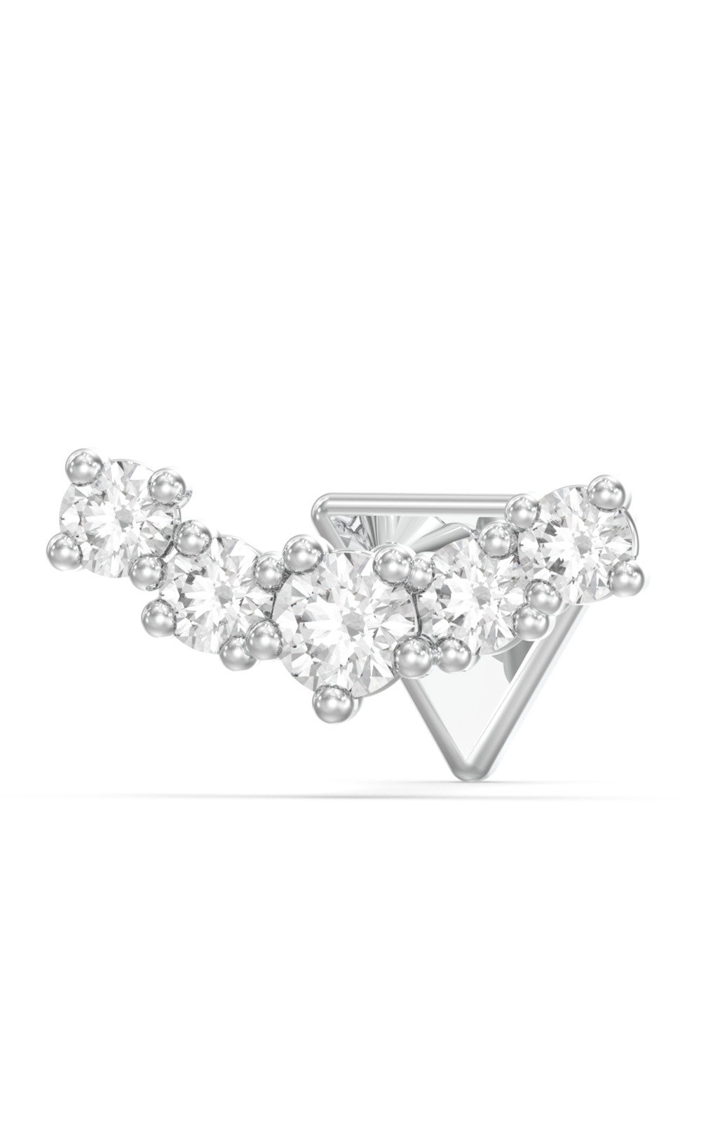 Μονό ατσάλινο σκουλαρίκι Guess Piercing Studio με πέτρες ζιργκόν και τριγωνικό λογότυπο