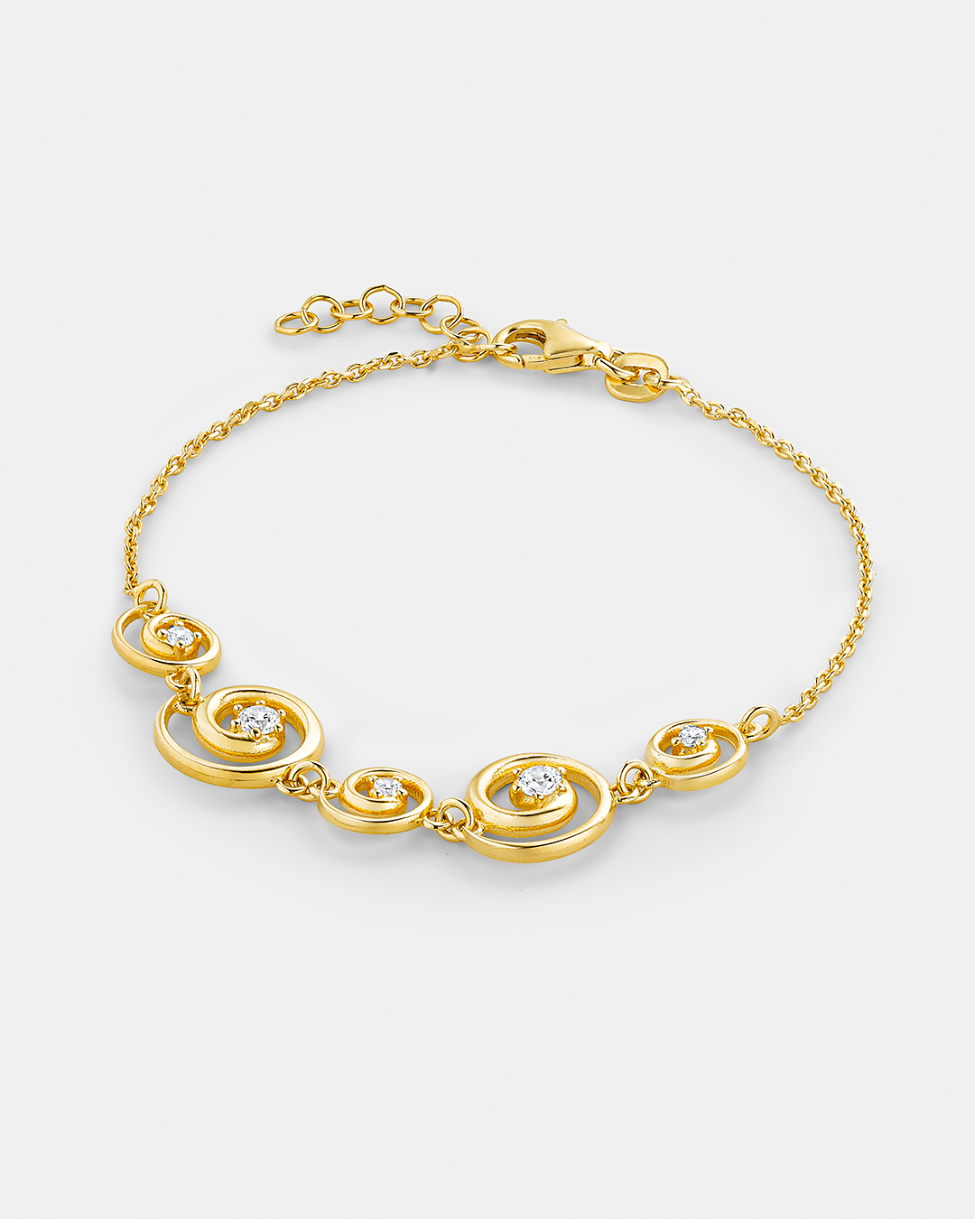 Γυναικείο ασημένιο βραχιόλι 925 επιχρυσωμένο με λαμπερά λευκά ζιργκόν