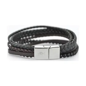 Ανδρικό δερμάτινο βραχιόλι US.POLO ASSN με τριπλό κορδόνι και ατσάλινο κούμπωμα