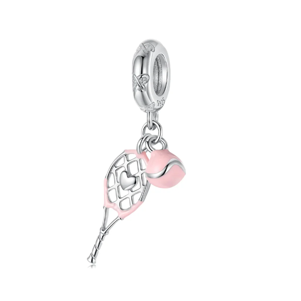 Ασημένιο Charm 925 Tennis Lover — Ρακέτα & Μπαλάκι