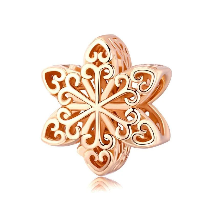 Κομψό ασημένιο charm 925 σε σχήμα αστεριού με rose gold επιμετάλλωση και filigree σχέδιο