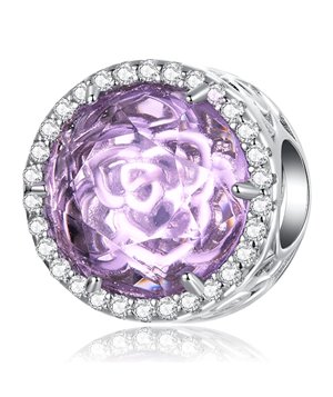 Ασημένιο Charm 925 Purple Drop με Μωβ Πέτρα & Ζιργκόν