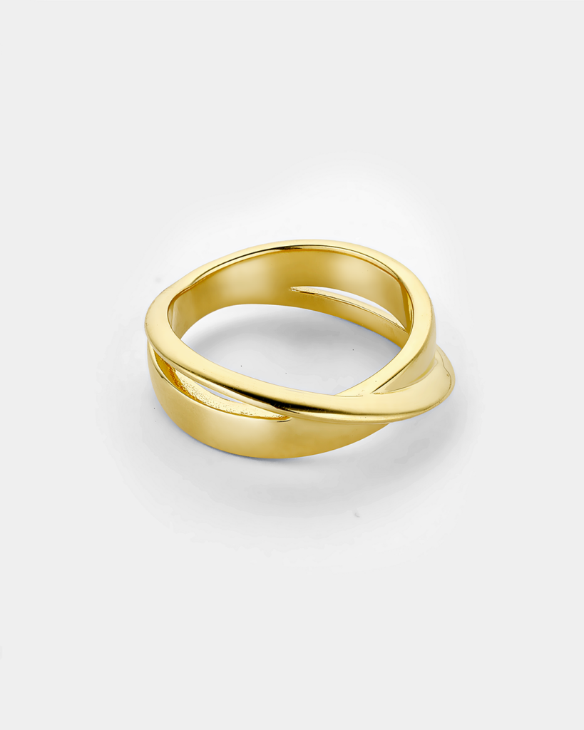 Minimalist διπλό ασημένιο δαχτυλίδι 925 με χρυσή επιμετάλλωση