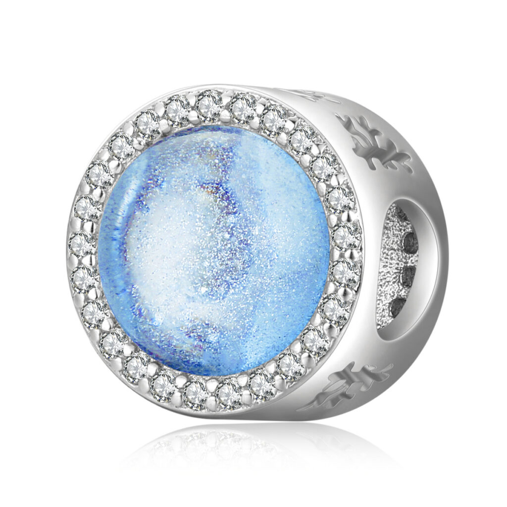 Ασημένιο Charm 925 Blue Drop Ice με Γαλάζιο Ζιργκόν