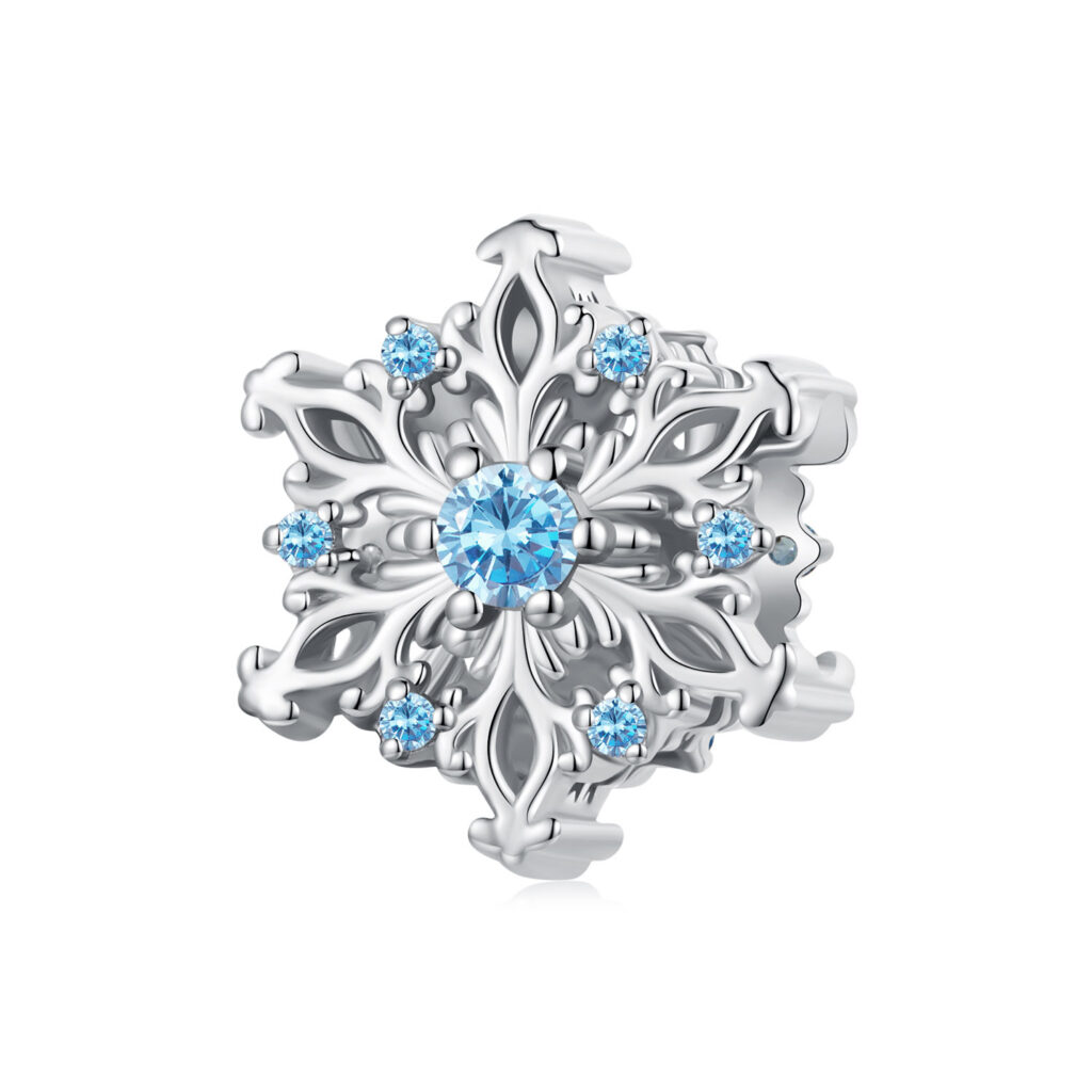 Ασημένιο Charm Χιονονιφάδα 925 με Μπλε Ζιργκόν | Winter Jewelry