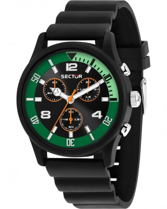 Ανδρικό ρολόι Sector H2O Chronograph με μαύρο λουράκι σιλικόνης και ατσάλινη κάσα