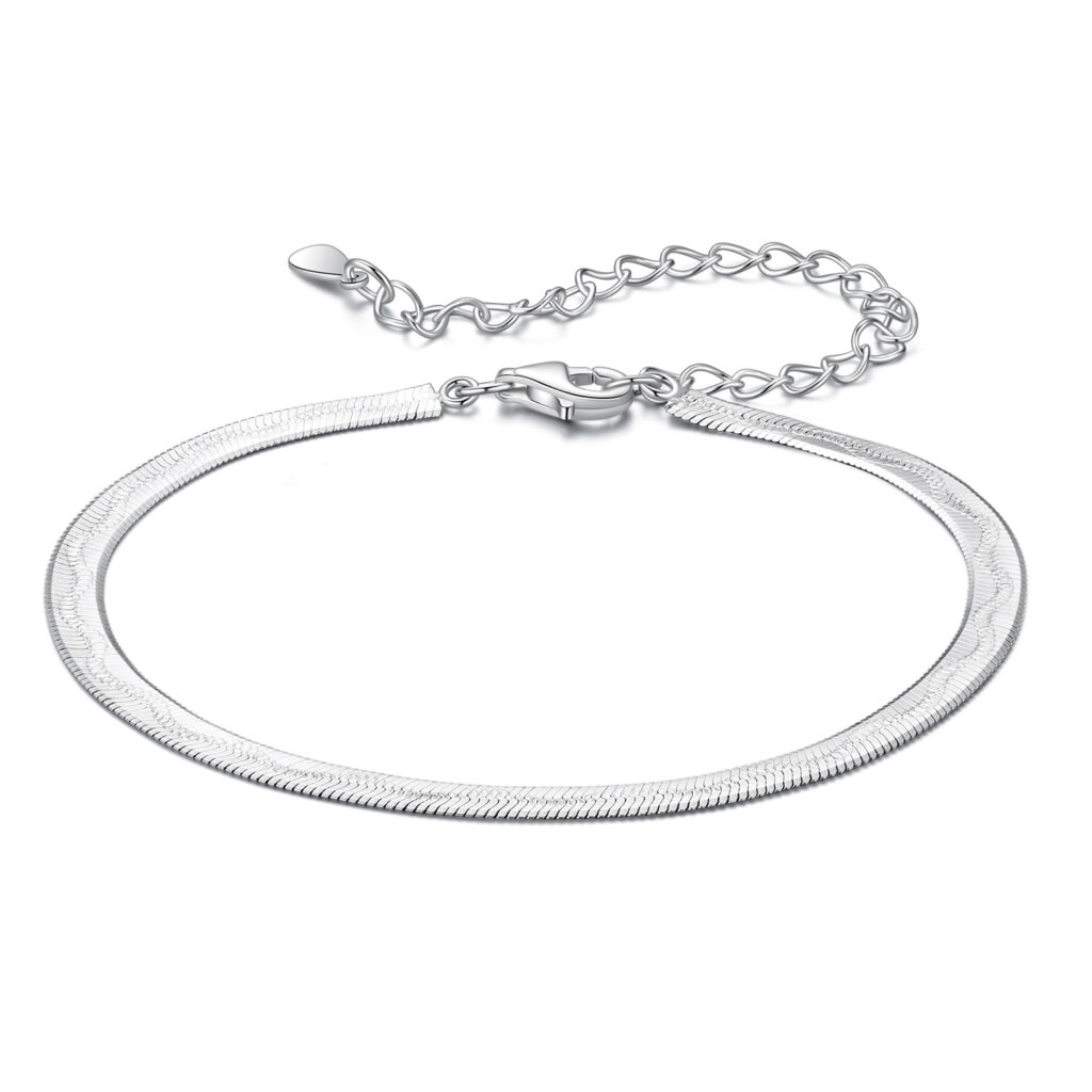 Γυναικείο ασημένιο βραχιόλι 925 flat chain σε σχέδιο herringbone
