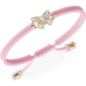 Γυναικείο ατσάλινο βραχιόλι Guess Borboleta με μαύρο κορδόνι και χρυσή πεταλούδα με κρύσταλλα