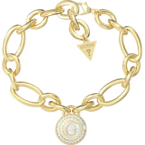 Γυναικείο επίχρυσο βραχιόλι Guess Talisman από ανοξείδωτο ατσάλι με κρύσταλλα και λογότυπο G